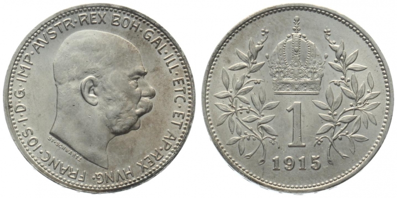 Österreich 1 Krone 1915 - Franz Josef I. - Prachtexemplar